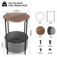 thumbnail image 6 of Funcid End Table, 24.5" Round Side Table for Living Room, Bedside Nightstand with Fabric Storage Basket, Wooden Accent Table with Metal Frame, Small Coffee Table, 6 of 11