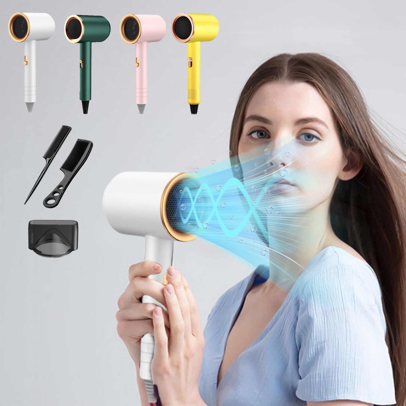 Iumwxz Coffee Mug Coffee Cup Hair Dryer High-Power Hair Care Dryer Home Hair Dryer Portable Drying Hot Cool Wind Comb Hair Salon Blowing Dryer with Combs Suit Pink Plastic Today Discount