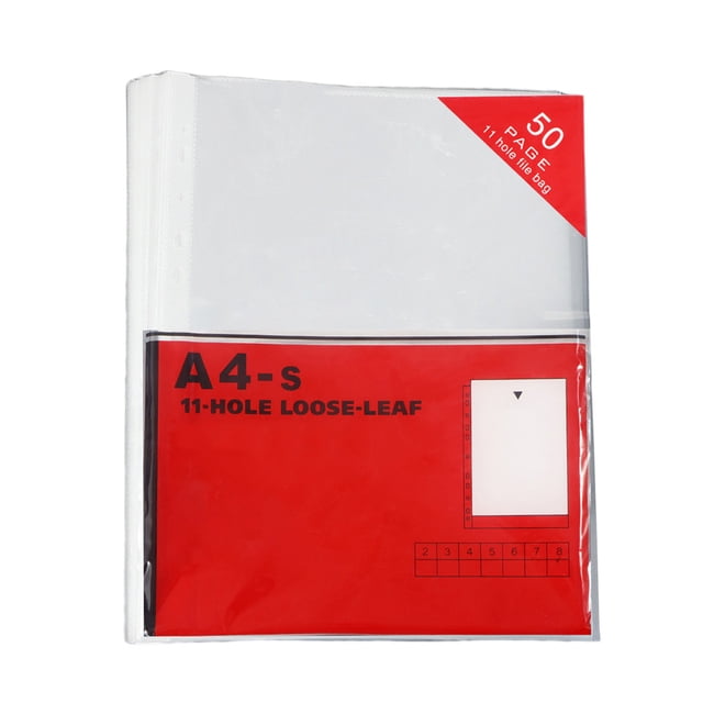 11 Hole A4 Clear Plastic File Bag 30.4 cm x 23.5 cm Transparent Document Protector for Binder Organization