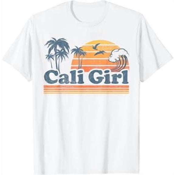 Cali Girl California Beach Summer Vacation Vintage 70s Retro T-Shirt