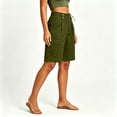 thumbnail image 4 of Admvng Womens Linen Shorts Summer Button Casual Cargo Bermuda Shorts with Pockets, 4 of 7
