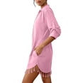 thumbnail image 6 of SOOMLON Dress Cover up for Women Plus Size Fringe Swimsuit Coverup Long Sleeve Shirt Dress Elegant Beach Party Swimwear, 6 of 7
