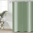 thumbnail image 5 of Sage Dark Shower Curtain, 60" x 72", Green White Striped Waterproof Bathroom Curtain Washable Shower Curtain Set with 12 Hooks, 5 of 6
