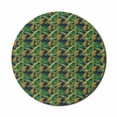 thumbnail image 1 of Tropical Mouse Pad for Computers, Natural Theme Exotic Pineapples with Monstera and Banana Leaves, Round Non-Slip Thick Rubber Modern Mousepad, 8" Round, Dark Blue Green and Orange, by Ambesonne, 1 of 2