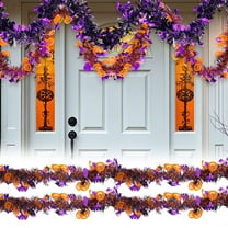Gustave 2Pcs Halloween Decorations Tinsel Garland Shiny Metallic Twist Foil Tinsel with Pumpkin Spider Bat Hanging Garland Decoration for Indoor Outdoor Halloween Party Wall Tree, 6.6Ft