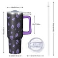 thumbnail image 2 of Purple Halloween Ghosts Skulls and Bats Tumbler with Handle and Lid,40oz Double Wall Vacuum Insulated Tumbler,Cups Gift for Women and Men, 2 of 7