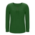 thumbnail image 4 of Front Pleated Tunic Tops for Women 3/4 Sleeve Round Neck Solid Blouses 2026 Fashion Office and Vacation Casual Wear, 4 of 6