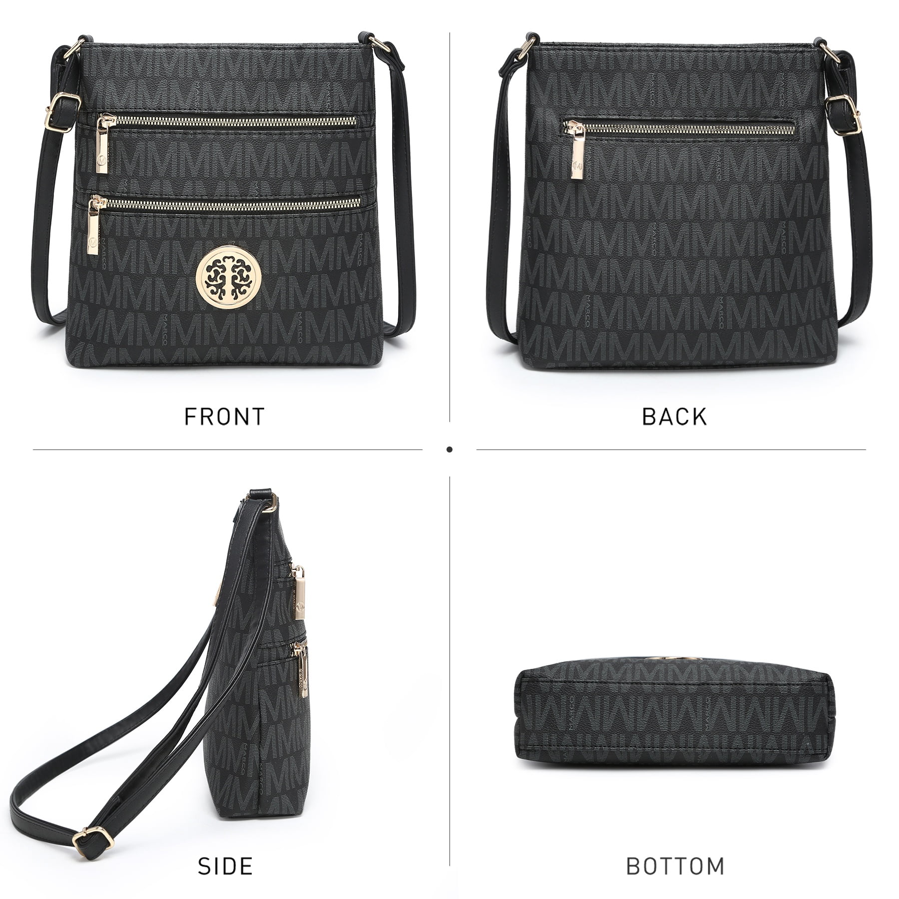 VANSARTO Crossbody Bags for Women Multi Pocket Crossbody Purses Trendy Vegan Leather Shoulder Handbags with Adjustable Strap (Black)