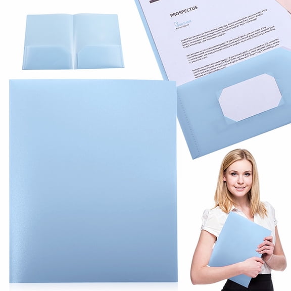Fmnung 1Pack Folders with Pockets, Blue Colors, Heavy Duty Pocket Folder, Plastic Folders with Pockets, 2-Pocket Folder, Aesthetic File Folder, Letter Size Paper, S-chool Supplies Organization