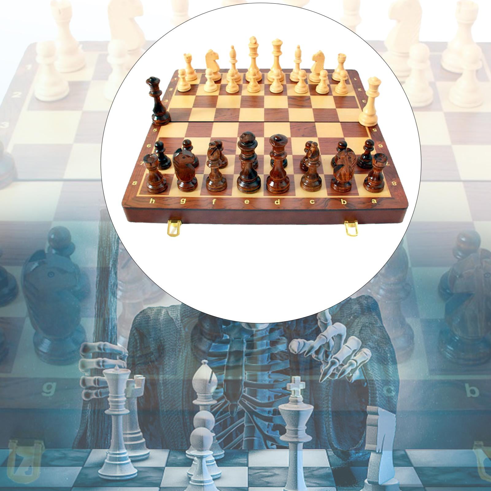 LeeQinersw Professional 18" Tournament Vintage Wooden Chess Set Folding Chessboard Wood