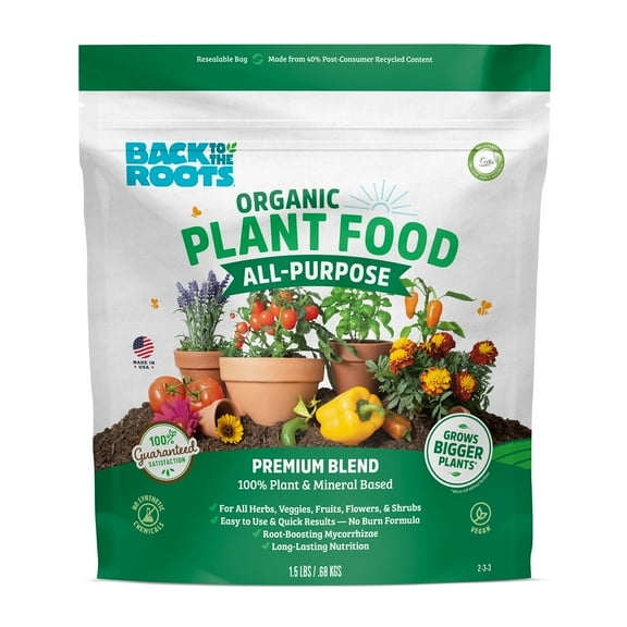 Back to the Roots Organic Premium Blend All-Purpose Plant Food, 1.5 lb Bag
