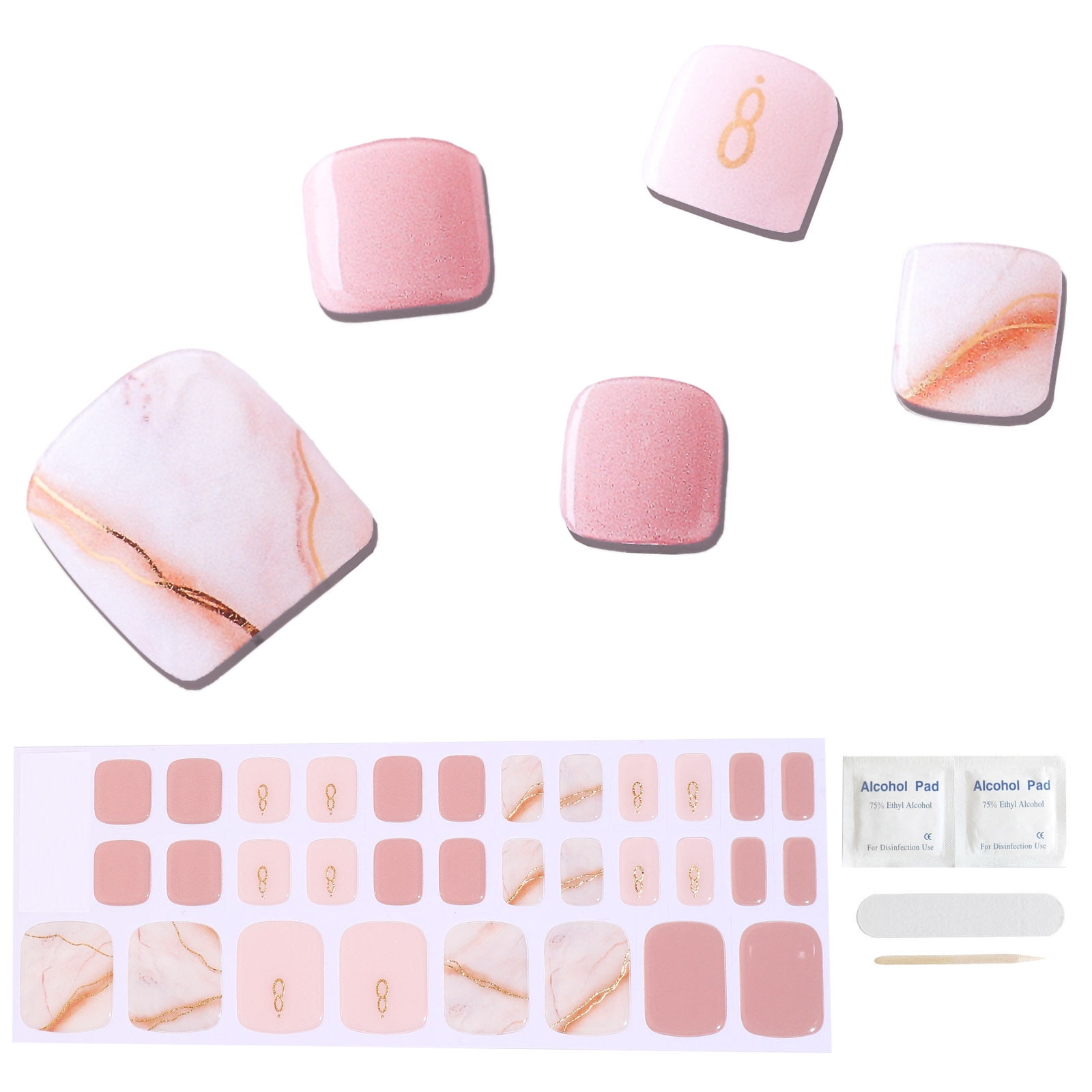 Toe Nail Stickers Nail Decoration SemiCure Gel Nail Stickers Toe Nails Manicure DecalsPink