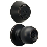 Hyper Tough Keyed Entry Ball Style Doorknob and Deadbolt Combo, Oil-Rubbed Bronze Finish