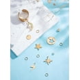 thumbnail image 3 of 1 juego de 5 anillos de acero inoxidable con puño abierto, anillo ajustable con forma de estrella, luna y rayo, componentes para anillos de dedo con puño abierto dorados., 3 of 4