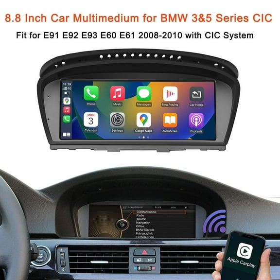 8.8" TouchScreen Wireless CarPlay Android Auto for BMW 3&5 Series E91 E92 E93 E60 E61 2008-2010 with CIC System Car Multimedia Dispaly Stereo
