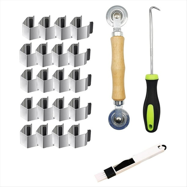 Kit de Herramientas para Puertas Mosquiteras: 20 Piezas, Clips para Instalación de Mosquiteras y Herramienta Enrollable. Kit de Reparación de Mosquiteras. Juego de Herramientas A.