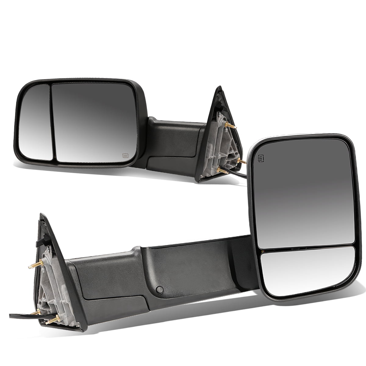 Black For Dodge Ram BR/BE Pair of 90 Degree Adjustable Rear View Manual Folding Towing Side Mirror 