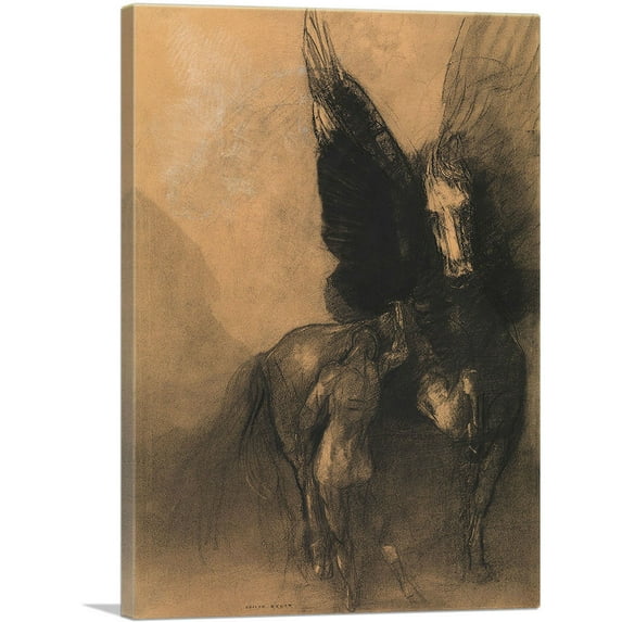 ARTCANVAS Pegasus and Bellerophon 1888 Canvas Art Print by Odilon Redon - Size: 12" x 8" (0.75" Deep)