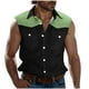 thumbnail image 1 of Camisas de Cuello para Hombres Moda Casual Patchwork Turndown Bolsillos sin Mangas Tanque Deportivo, Poliéster, 1 of 5