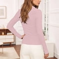 thumbnail image 5 of Bibifish Womens Polo Shirts Long Sleeve Slim Ribbed half Placket shirts Basic Soft Tailored Summer Everyday Wear Tops, 5 of 9