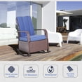 thumbnail image 3 of Dark Blue PE Rattan Rocking Chair with Cushion - Adjustable Outdoor Recliner for Patio, Porch & Deck - 24.8" W x 37.4" H - Comfortable & Durable Design, 3 of 7