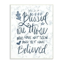 The Stupell Home Decor Collection Blessed Are Those Elegant Navy Blue and White Oversized Wall Plaque Art, 12.5 x 0.5 x 18.5