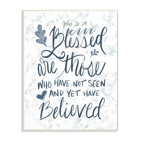 The Stupell Home Decor Collection Blessed Are Those Elegant Navy Blue and White Oversized Wall Plaque Art, 12.5 x 0.5 x 18.5