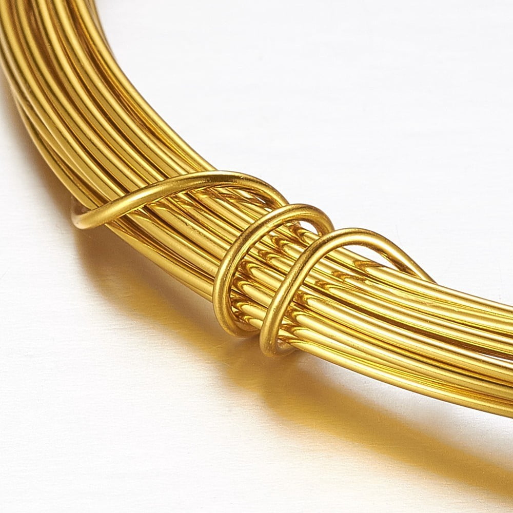Round Aluminum Craft Wire for Beading Jewelry Craft Making golden 15 Gauge 1.5mm 10m/roll(32.8 Feet/roll) DIY