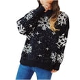 thumbnail image 2 of Craaazy Christmas Sweater Casual Long Sleeve Merry Christmas Knit Women Sweaters Crewneck Snowflake Patterns Blouse Gifts for Women, 2 of 7