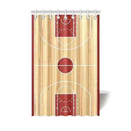 MKHERT Basketball Court Floor Plan Polyester Fabric Bathroom Shower Curtain 48x72