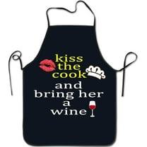 Funny Kitchen Apron for Women Cute with Pockets - Kiss The Cook And Bring Her A Wine