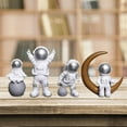 thumbnail image 3 of 4 piezas de estatua de astronauta, figura decorativa, estantería, figura de astronauta Plata blanca, 3 of 6