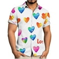 thumbnail image 3 of Rvwovn Men's Valentine's Day Button Down Shirt - Love Heart Print Holiday Casual Top, 3 of 6