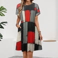 thumbnail image 2 of Geometric Abstract Art Red Black Grey Red Women's Dress Short Sleeve Summer Sundress Summer Women Clothes, 2 of 7