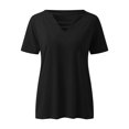 thumbnail image 3 of yunLCZ Basic T Shirts Womens Solid Color T Shirts V Neck Summer Short Sleeve Tops Tees Women's Short Sleeve Shirts, 3 of 3
