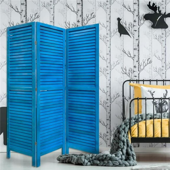 3 Panel Shutter Screen, Light Blue