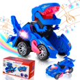 thumbnail image 1 of Juguetes De Dinosaurios Para Niños De 3 A 5 Años: Coche De Dinosaurio Transformable Con Música Ligera Para Niños Pequeños De 1, 2, 3, 4, 5 Años, Niñas - Dino Transformer Toys Cars Para Niños De 4 A 6, 1 of 5