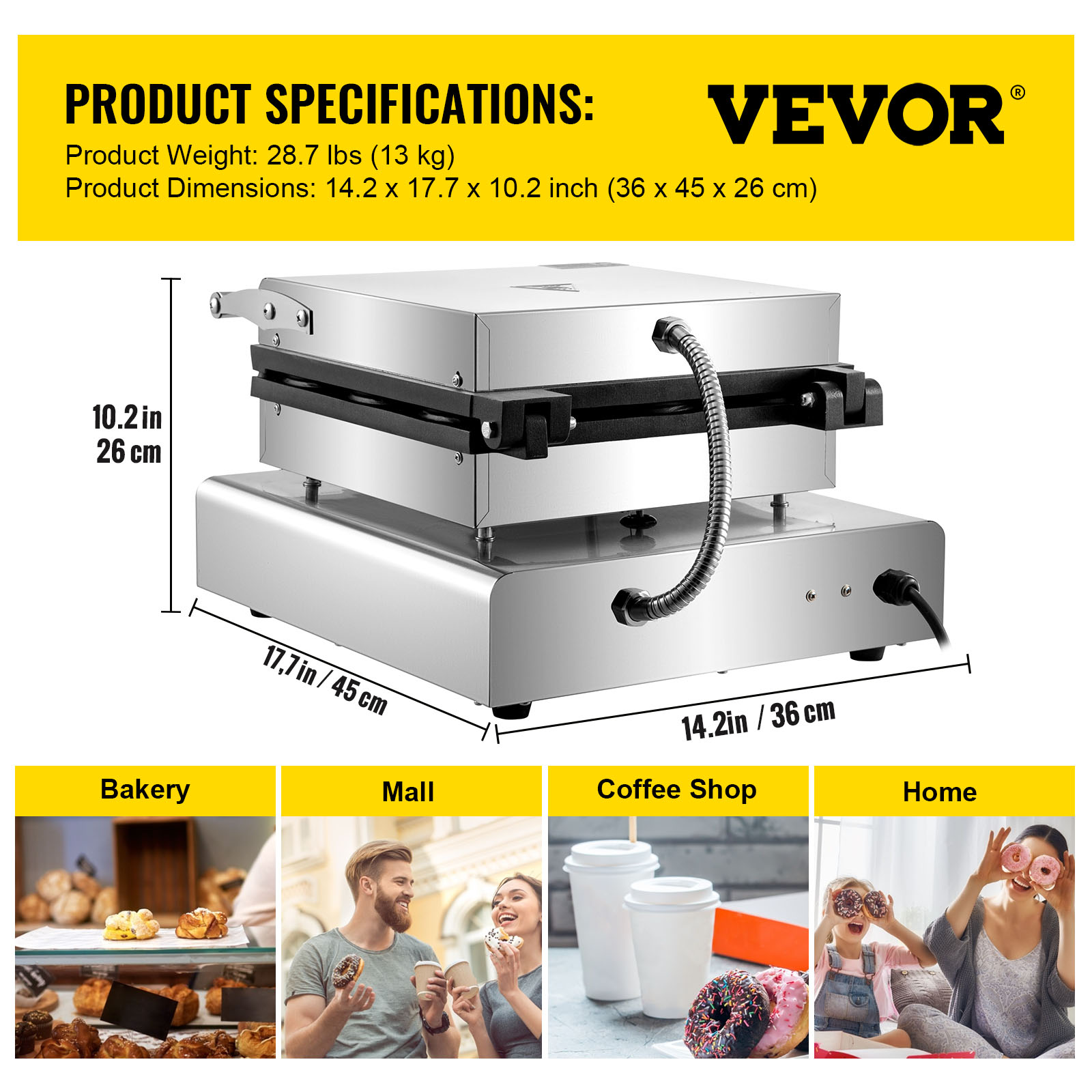 VEVOR Electric Donut Maker, Holes Commercial Donut Machine, 2000W Electric  Doughnut Machine, Double-Sided Heating Commercial Donut Maker, for Home  Commercial  Use with Non-Stick Teflon Coating