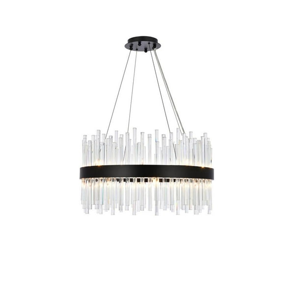 Dallas 25 inch round crystal pendant in black