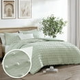 thumbnail image 1 of Swift Home King/Cal King Sage 3-Piece Down Alternative Comforter Set Bedding Pom Pom All-Season, Machine Washable, 1 of 1