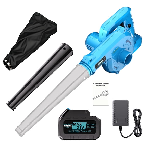 21V Cordless Leaf Blower, High Power Handheld Electric Lightweight Blower for Lawn Care, Snow Cleaning, Yard & Garden Dust & Pet Hair Removal