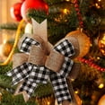 thumbnail image 2 of 1 Pc Black White Plaid Bow,Large Fall Christmas Plaid Bow,9.5x12 Inch Buffalo Plaid Check Swag Wreath Gift Bow,Christmas Tree Topper Bow,for Home Indoor Outdoor Ornaments(Black), 2 of 5