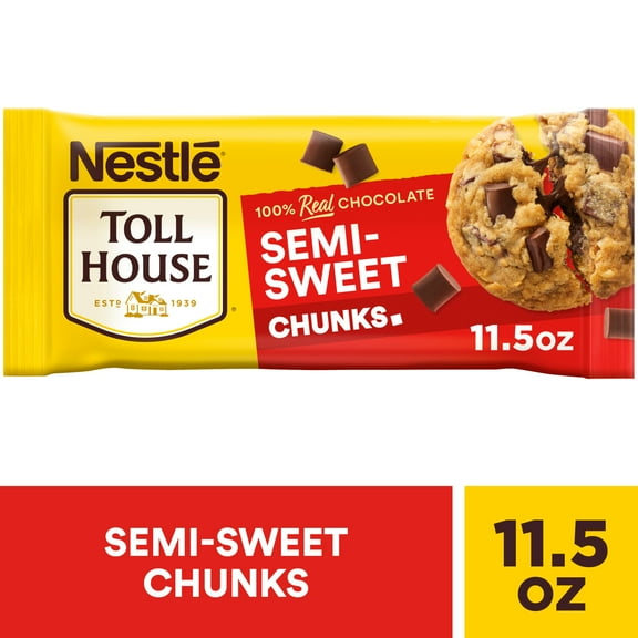 Nestle Toll House Semi Sweet Chocolate Chips Chunks for Valentine's Day Baking, 1 Bag, 11.5 oz