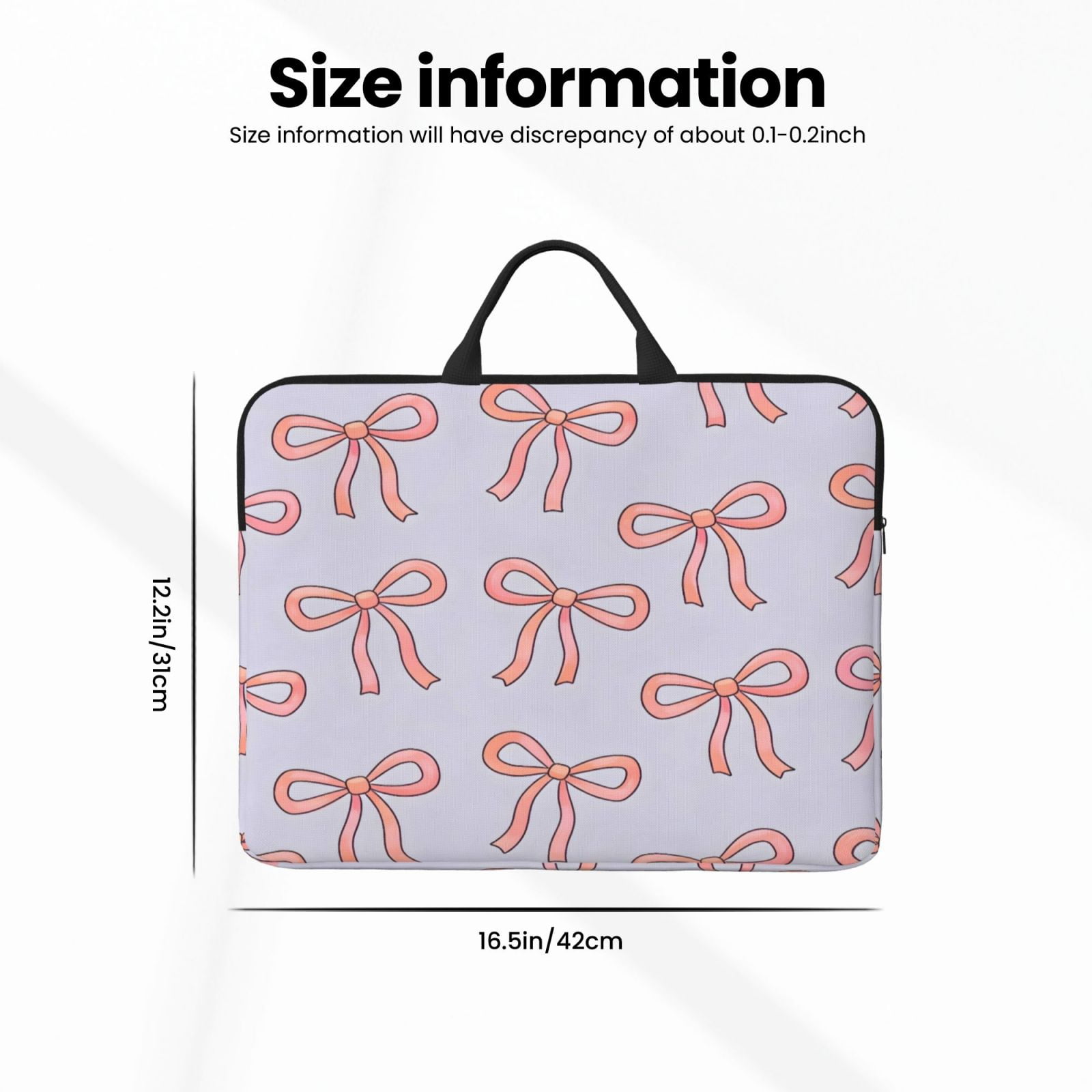 Laptop Sleeve Bag For Women Men 14inch Waterproof Durable Protective Computer Carrying Cover Handle Laptop Case Bag Pink Bow (3)