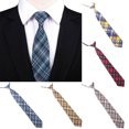 thumbnail image 2 of Uniform Tie Creative Plaid Pattern Buckle Formal Necktie Cotton Necktie for Kids, 2 of 7