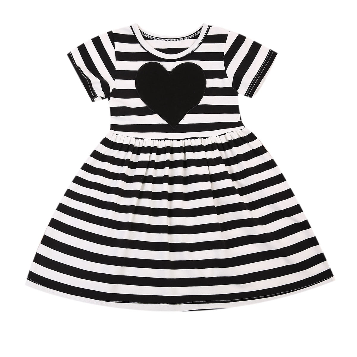 Kidzone Girls Toddler/Little Girls Black Striped Dress Size 2T 3T 4T 4 5 6 6X 