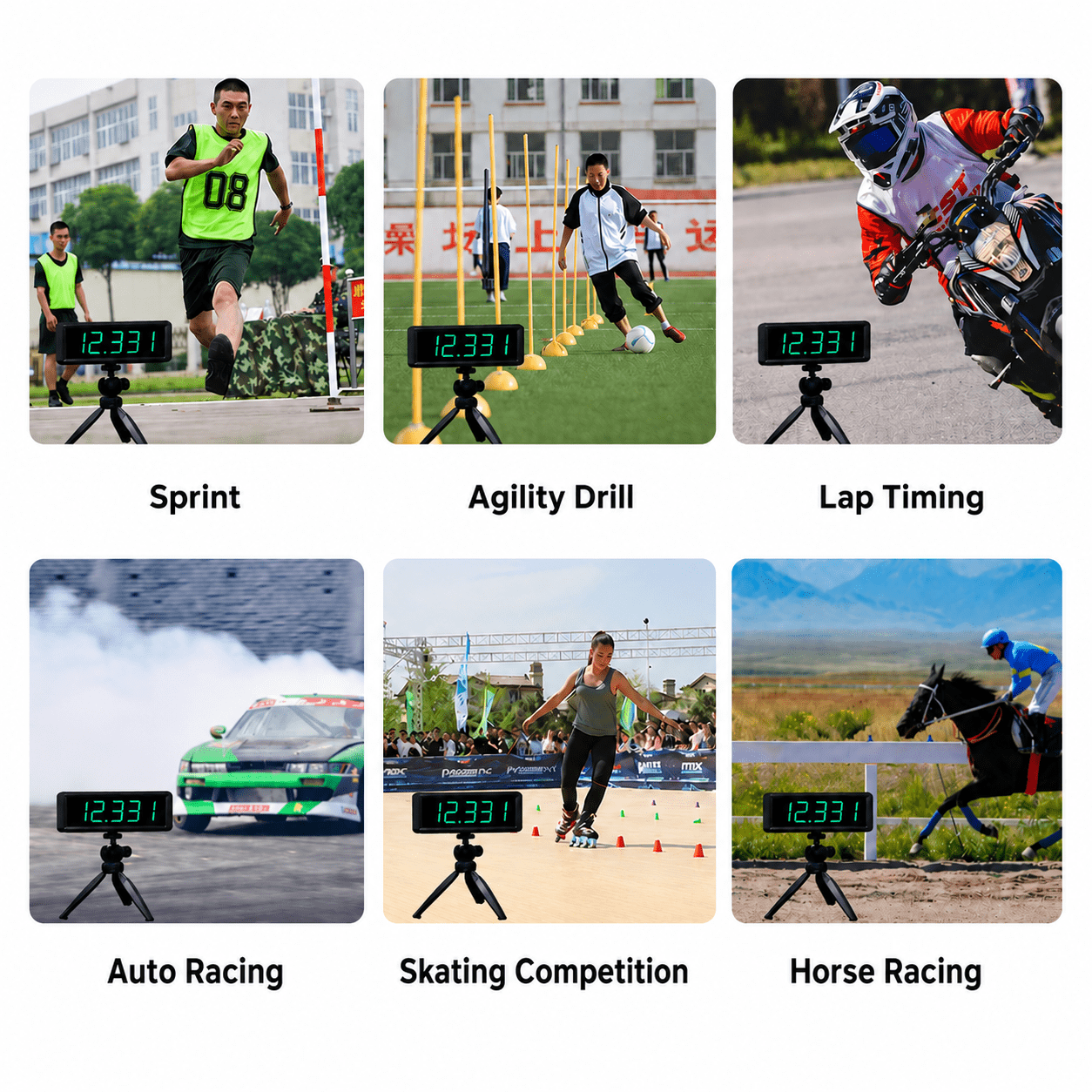 Battery Powered Wireless Laser Timer for Sprints Race Clock Running Stopwatch Electronic Bike Speed Training Skating Track Field Timer Motorcycle(One Group)