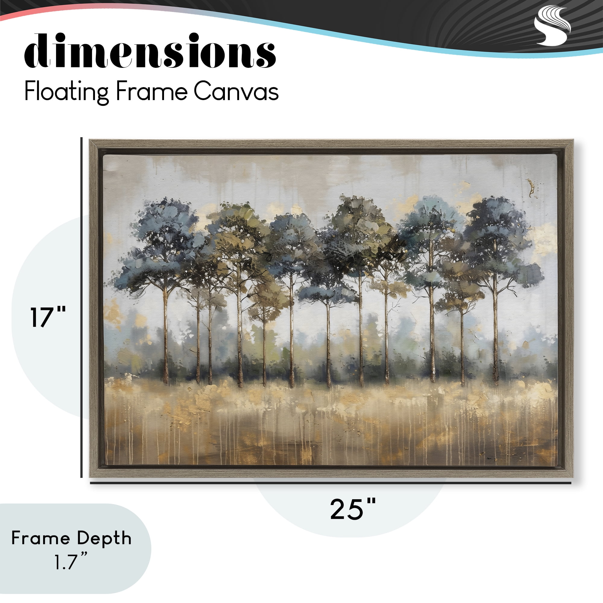 Stupell Industries Green & Blue Forest Grove Brown Framed Floater Canvas Wall Art, design by Creative Studio