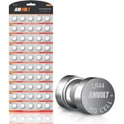 Amvolt 50 Pack LR44 AG13 SR44 357 303 LR44G Battery - [ULTRA POWER] Premium Alkaline 1.5 Volt Non Rechargeable Round Button Cell Batteries for Watches Clocks & Electronic Devices - 2024 Exp Date