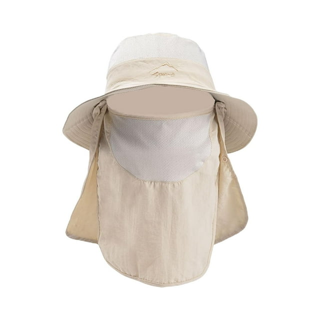 Sombrero de pescador cómodo, transpirable, absorbente del sudor, con solapa para el cuello y la cara para pesca. Beige